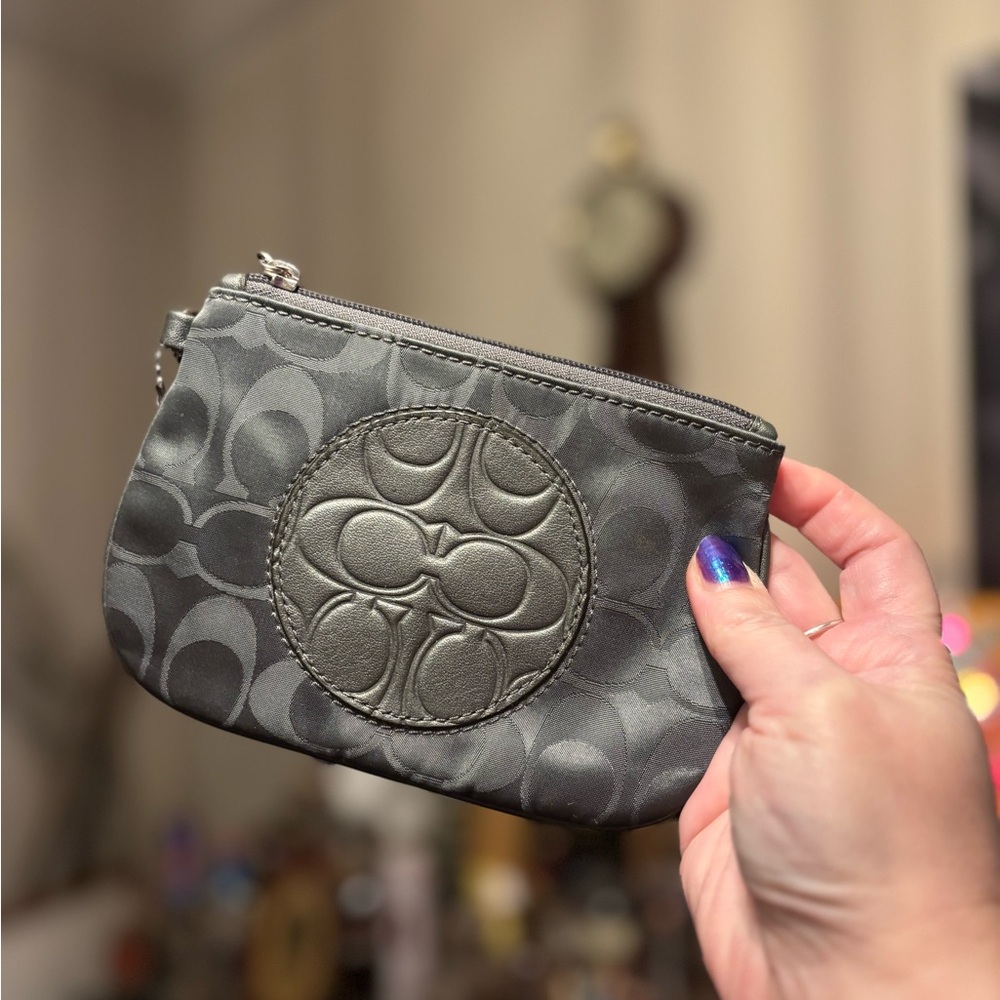 Coach small grey wristlet ***NEVER USED!